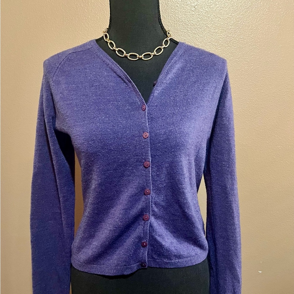 New York & Company Purple Cardigan Sweater